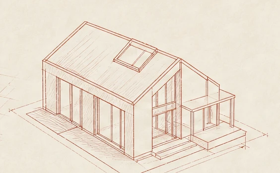 Massastudie van een woning in 3D